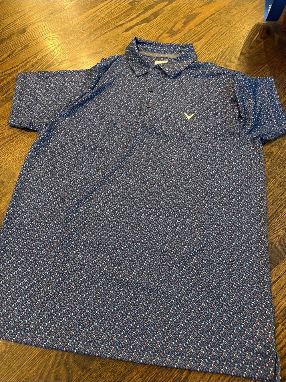 Men's Blue Patterned Polo Shirt Callaway polo medium nwot